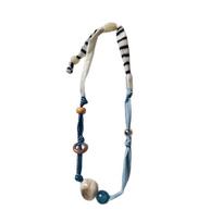 Strip Wood Bead Necklace Multicolor Bohemian Choker Retro Patchwork Cloth Chain Necklace  Girls Strip