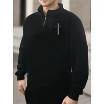 Paris Printed Men's Half Zipper Stand Up Collar Sweatshirt, Casual Breathable Long Sleeved Top, Suitable for Outdoor Use S juoda