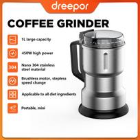 Dreepor Electric Coffee Grinder Multifunctional Stainless Steel Coffee Grinder Pulverizer Seasonings Spices Nuts Cereals Grains Bean Household 600ML UPG