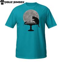 Cat And Mouse Chess Battle T-Shirt Mens Womens Tees Top | Full Moon Silhouette Design | DTG Print Tee 4XL