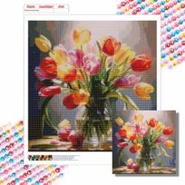 DIY Diamond Painting Tulips Cross Stitch Kit Mosaic Art Diamond Painting Full Circle Diamond Home Decoration Round 30x30cm