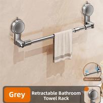 Retractable Bathroom Towel Rack Wall Mounted Shoe Storage Shelf Suction Cup Towel Pole  Home 30 60cm pilka