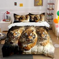 Three Tigers Running On Water Bedding Set For Kids Luxury Gift 3Pcs Digital Print Comforter Set Soft Comfortable Breathable EU Twin 135X200cm&set