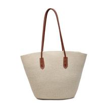 Straw Tote Bag Large Capacity Woven Boho Summer Beach Travel Handbag Women Luxury Designer Shoulder Shopper Basket Purse smėlis