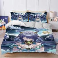 Lauma Genshin Impact Duvet Cover Set Soft Wash Bed 3 Piece Summer Comfortable Student Dormitory Home Baby Bedding Best Seller EU Single(135x200cm)