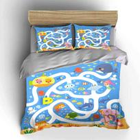 Underwater Cartoon Kids Playset  Multiple Sizes Kid'S And Adults' Bedroom Exquisite 3Pc Bedding Set, Gift EU Twin 135X200cm&set