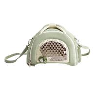Convenient Velvet+Mesh Small Pet Carrier Bag Breathable Comfortable Pet Messenger Bag Portable Hamster Handbag Guinea Pig žalia