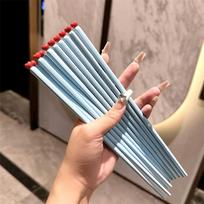 New Love Alloy Chopsticks, Household Mildew-proof and Non-mildew, High Value, One Person and One Chopstick, Food-grade Fast mėlyna
