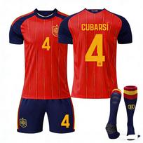 2026 FIFA World Cup Spain Home #4 CUBARSÍ Sport Training Jersey Set with Socks Teens Kids Adults Football Kits 16