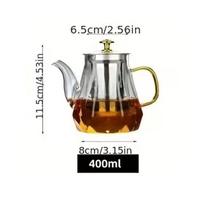 JUSTINLAU Heat Resistant Glass Teapot Borosilicate Clear Diamond Tea Kettles with Removable Stainless Steel Infuser Teaware Set