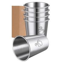 5 Pack Stainless Steel Cups Pint Cup Tumbler Metal Cups Stackable Cup 350ml Metal Drinking Glasses for Travel Outdoor Camping 350ml