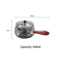 HeY LiLac Heat-Resistant Bolosilicate Glass Teapot and Teacup Set with Wooden Handle- Qianming Smoke Gray Xiaoyao Pot