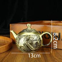 Dragon and Phoenix Landscape Teapot Handmade Kung Fu Teapot Home Vintage Small Tea Kettle Teaware Copper Ornaments