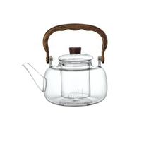 37OZ/1000ML Teapot Heat-Resistant Borosilicate Glass Tea Maker with Anti-Drip Spout & Peach Wood Handle and Lid Stovetop Safe skaidri