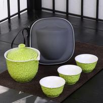 Portable Corn Tea Set, Balsam Pear Ceramic Teapot, Outdoor Camping Tea Brewing Teapot, Quick Guest Cup, 1 Gaiwan, 3 Cups
