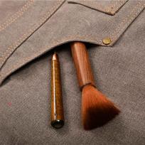 ABBY-Woodworking Apron, Heavy Duty Waxed Canvas Work Apron With 9 Pockets, Adjustable Strap Aprons For Women, Men pilka spalva
