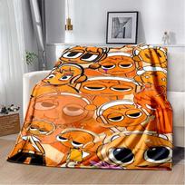 Sprunki All Characters Flannel Blanket, Soft Warm Throw with Full Sprunki Team Print for Bed Sofa, Cozy Bedding for Fans 80cm x 120cm