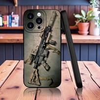 Tactical rifle close-up printed phone case suitable for iPhone 17 16 15 14 13 12 11 Pro/Max/Plus anti drop and shockproof iPhone 12PROMAX