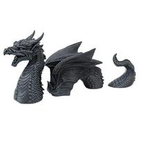 1PC Resin Crafts Black Cartoon Animal Ornaments Three-section Feilong Statue Garden Decoration Crafts Ornaments