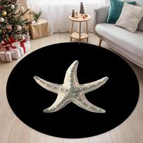 Nautical Marine Life Round Area Rug 2D Ammonite Starfish Shell Fish Print Non Slip Floor Mat for Living Room Bedroom Home Decor 80cm x 80cm