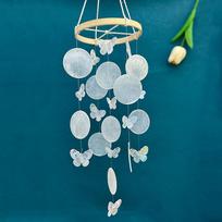 Creative Hanging Moon Wind Chimes Natural Shells With Crisp Ringtones Dream Catchers Home Decoration Circle Shells Pendant 1