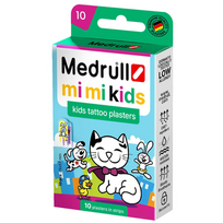 Medrull Mimi Kids vaikiški pleistrai su tatuiruote, 10 vnt.