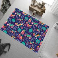 Cute Cartoon Vehicle Construction Car Area Rug Kids Dinosaur Bus Print Carpet Non-Slip Washable Floor Mat for Playroom Bedroom 40X60CM