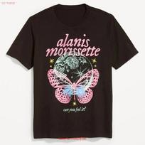 New Alanis Morissette Can You Feel It Adult Medium Alt Rock Black Cotton T Shirt vintage Washed Stylish Comfortable Casual Soft S įvairiaspalvis