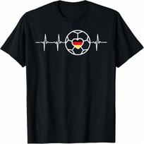 Heartbeat German Soccer Ball Football Fan Men Women Kids T-Shirt S įvairiaspalvis