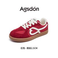 Augustus den natal year red moral shoes women's summer round head light sports and leisure board shoes white shoes 35