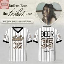 Madison Beer The Locket Tour Jersey V-neck Short Sleeve Loose Male T-shirt Summer Soft Casual 3D Printing Tees Unisex Streetwear XXS