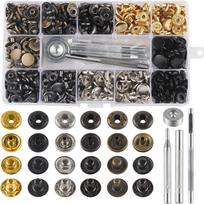 132 rinkiniai odinių spaudžių rinkinys, 12,5 mm metalinių sagučių spaudai su 4 vnt. tvirtinimo įrankiais, siuvimo spaudės drabužiams, odos amatai, apyrankės P gray