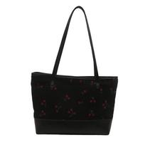 High Aesthetic Fruit Printed Tote Bag, New Trendy Large Capacity Shoulder Bag, Patchwork Casual Commuting Versatile Bags juoda