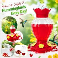 Outdoor Hanging Hummingbird Feeder 20oz Capacity Durable Plastic Flower Design Multiple Feeding Ports Easy to Fill and Clean One Size raudona