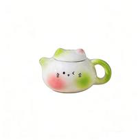 Chinese Style Mini Ceramic Teapot Ornaments Traditional Exquisite Milk Tea Lid Accessories Smooth Ceramic Cat Ear Pot Restaurant