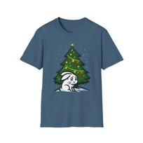Unisex Softstyle T-Shirt Mens Womens Tees Top Sad Snow Rabbit Christmas Tree Winter Gift Tee S