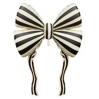 60-Inch Giant Striped Bowknot Foil Balloon, Helium-Supported Large Ribbon Mylar Balloon, Aesthetic Matte Black Bow Shape Decor 60Inch