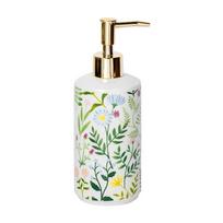 1PC Refillable Liquid Container Hotel Press Pump Home Ceramic Bathroom Decor Floral Soap Dispenser Elegant Capacity 430ml žalia/balta