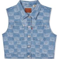 Levis Color Blocked Collared Comfortable Casual Denim Vest Women vests Light-Blue 000B3-0001 S