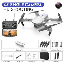 Naujas E88 nuotolinio valdymo pultelis Drone 1080p/4K vienos/dviejų kamerų optinio srauto padėties nustatymo WiFi FPV malūnsparnis RC Quadcopter Selfie RC drone Nemokamas drono krepšys single camera 1 battery pilka