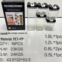 Septynių dalių skaidrūs grūdų laikymo indai - sandarūs plastikiniai virtuvės indai, atsparūs drėgmei Color box packaging 5 dalių rinkinio spalva
