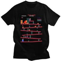 Funny Donkey Kong T Shirt Men Arcade Game Collage T-shirt Vintage Cotton Tee Short Sleeve Retro Tshirt Streetwear Oversize S juoda