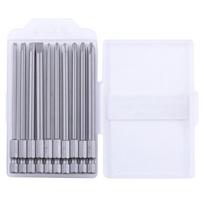 Pack Of 10 Precise Screwdriver Bit Set 100mm Length SL3.0/SL4.0/SL5.0/SL6.0 PH1/PH2 Suitable for Slotted & Crosshead Use 1