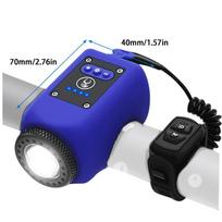Electric Bike Horn Bike Light Bike Alarm Waterproof With 4 Modes Headlight Taillight Set USB Rechargeable 180-degree Viewing mėlyna