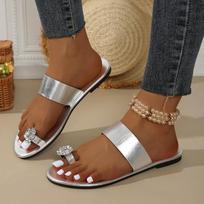 Women Minimalist Thong Slippers 2026 New Fashion Flat Sandals Summer Outdoor Slippers Vacation Leisure Woman Shoes Slides Women 36 sidabras