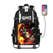Japan cartoon comics Demon Slayer student anime merchandise backpack with glow-in-the-dark design and USB port 7572