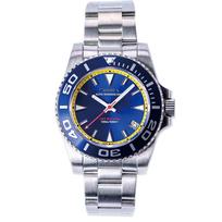 ZEEDA Jet Shark Automatinis 10 ATM Atsparus Vandeniui Safyro Stiklas 316L Nerūdijančio Plieno JET SHARK BLU Vyriškas Nardymo Laikrodis, Atsparus, Kristalinis, Plieno, mėlyna