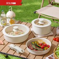 DESLON Detachable Handle Cookware Set pieno baltumo spalva