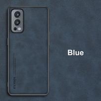 Luxury PU Leather Case For OnePlus Nord 2 5G Back Cover Matte TPU Silicone Protection Phone Case For One Plus Nord 2 Nord2 Coque For OnePlus Nord 2 mėlyna