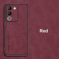 For Vivo V29E Case Luxury PU Leather Phone Case For Vivo Y200 5G V29 E Back Cover Matte Silicone Shockproof Full Protection For Vivo Y200 5G raudona